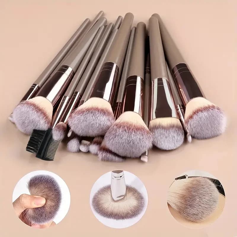 Set of 20 Professional Makeup Brushes, Complete Kit of Cosmetic Tools for Umbrella, Eyeliner, Fondotinta, Dispensing and All Makeup Styles