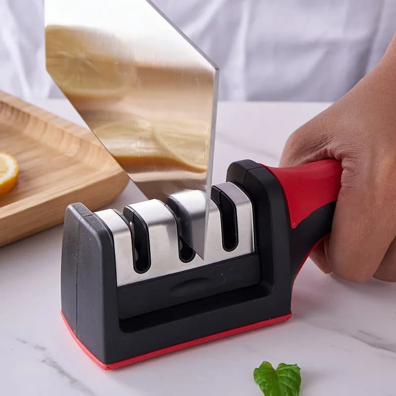 3-stage multifunctional knife sharpeners for sharpening knives with non-slip base accessories for portable kitchen knives