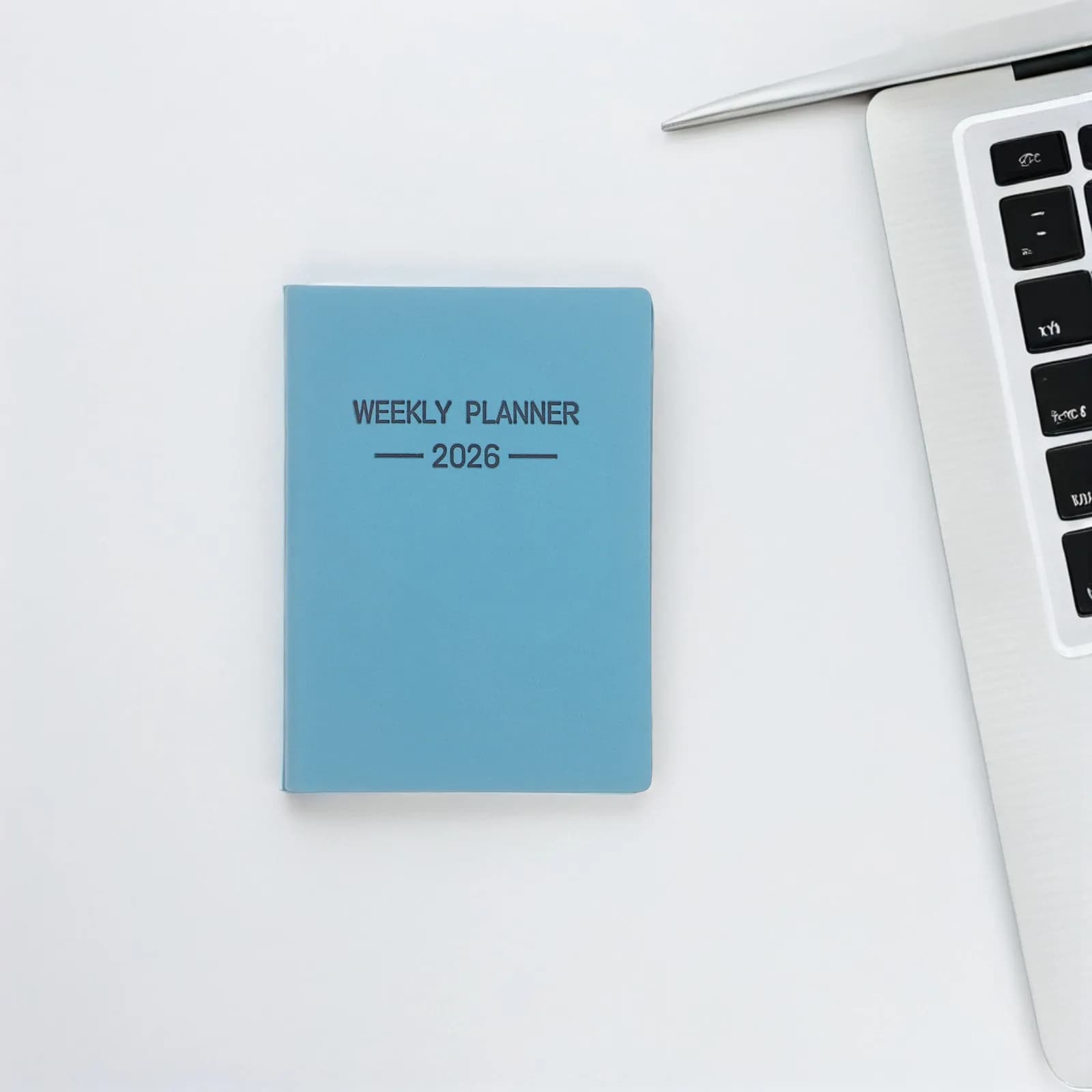 2026 Compact A7 English Planner Pocket Size Weekly Monthly Calendar Notebook Sturdy PU Cover Thick Paper Lay Flat for Work Home