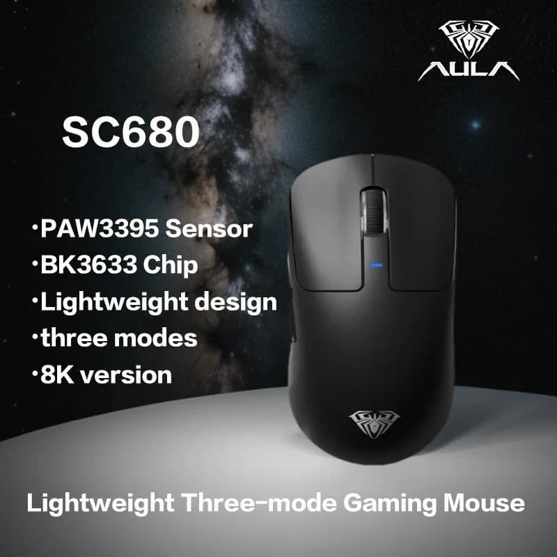 AULA SC680/SC580 Mouse wireless Bluetooth tri-modale - DPI leggero a 5 velocità regolabile per giochi professionali con ricarica di tipo C