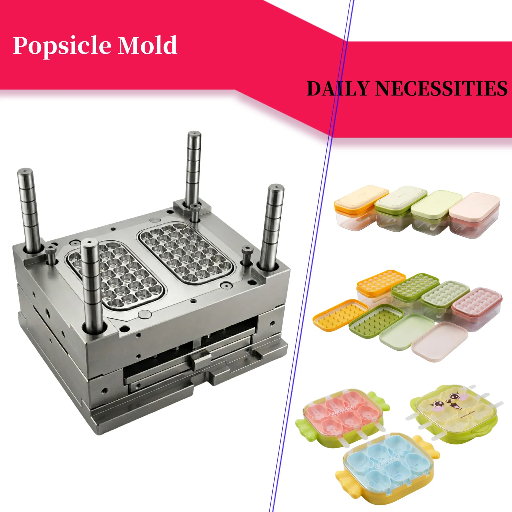 Servizio di produzione in serie, stampi per gelato personalizzati, stampaggio a iniezione, produttore di stampi per ghiaccioli per alimenti.