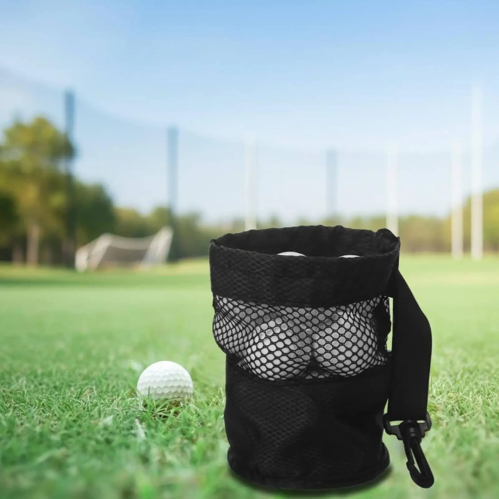 Golf Caddy Bag Accessories Nylon Mesh Pouch with Drawstring Closure Breathable Design Portable Hanging Hook for Golf Balls