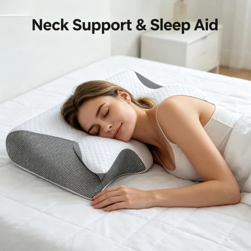 Cuscino Ortopedico 2 in 1 in Memory Foam per il Collo, Supporto Cervicale Ergonomico per Dormire, per Uso Quotidiano in Casa e Camera da Letto