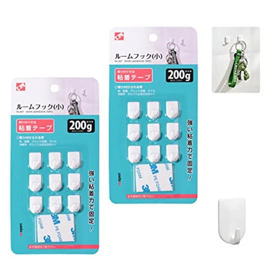 Confezione da 2 mini ganci autoadesivi ganci da parete piccoli in plastica appiccicosa appendiabiti resistenti chiavi appese decorazione della collana per il bagno