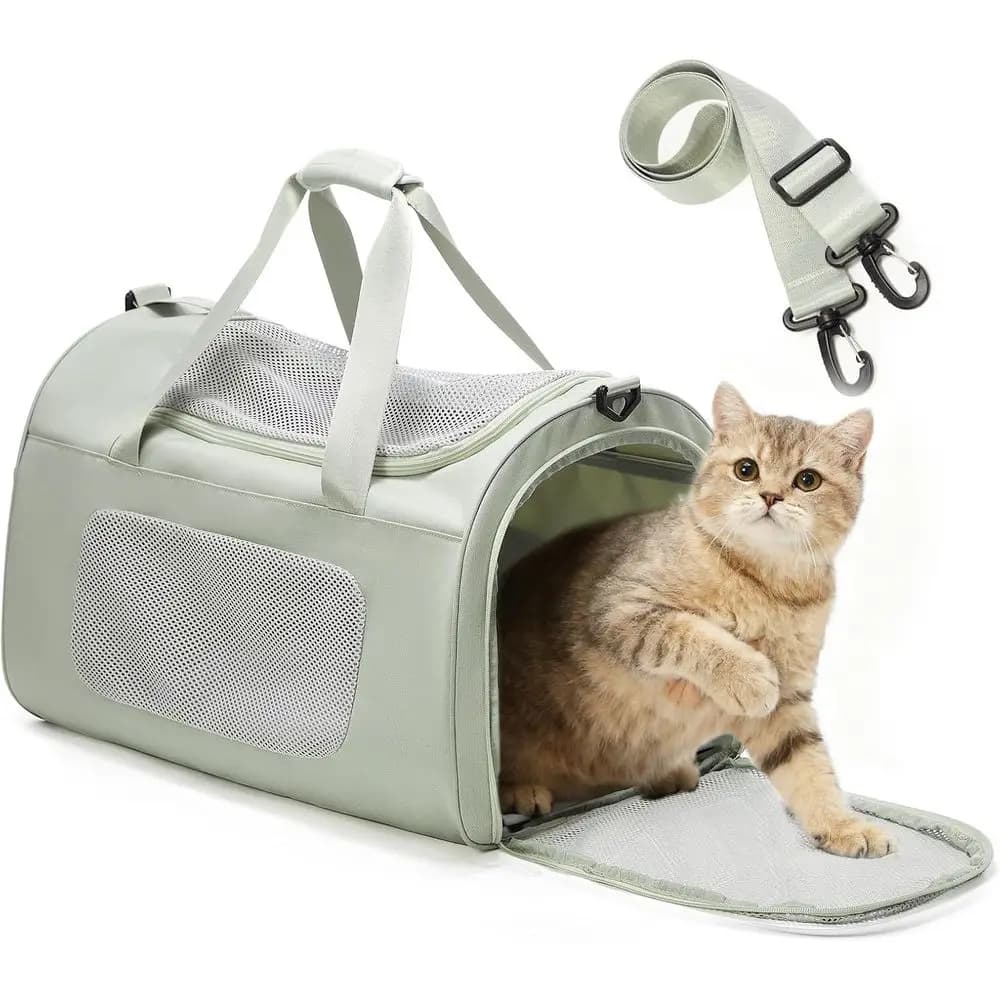Trasportino Morbido Approvato dalle Compagnie Aeree per Gatti, Cani e Cuccioli Fino a 9 kg, Verde
