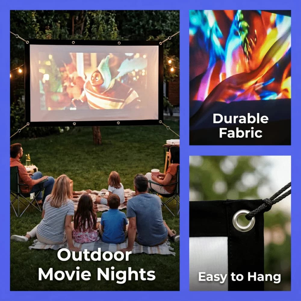 Soft 16:9 Thicken Projector Screen Polyester White Portable Projector Screen Foldable Non Crease Projection Screen