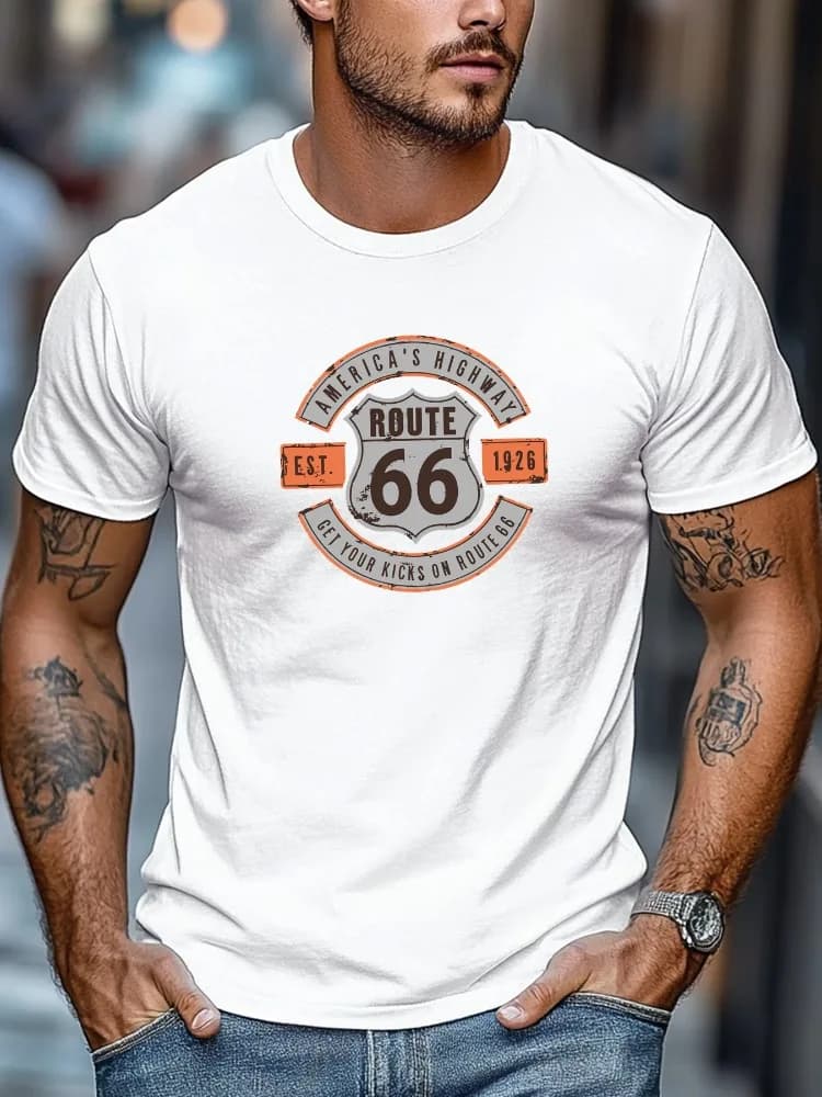 2026 Summer New Style Men's Pure Cotton T-Shirt Street Casual Fashion Comfortable Soft Breathable Simple Digital Pattern Print
