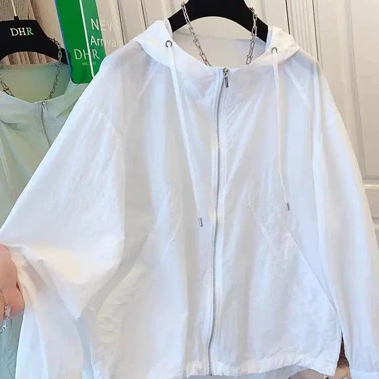Summer Large Size 2026 New Korean Style Pure Color Thin Hooded Sun Protection Jacket Men Loose Casual Top Windproof Function