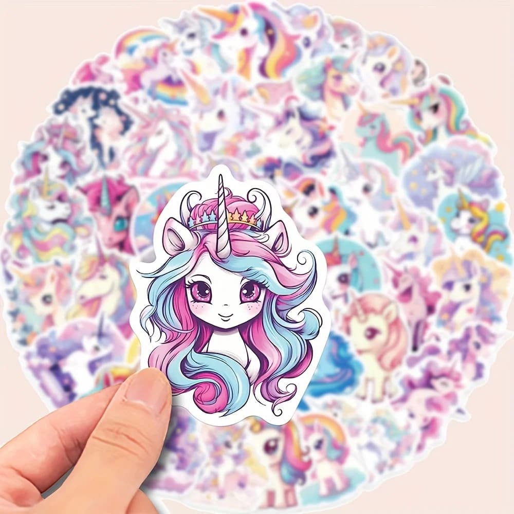 50 Pezzi Adesivi Kawaii Unicorno Arcobaleno per Bambini e Ragazze, Decalcomanie Impermeabili per Notebook, Laptop, Borracce, Gadget per Feste di Compleanno