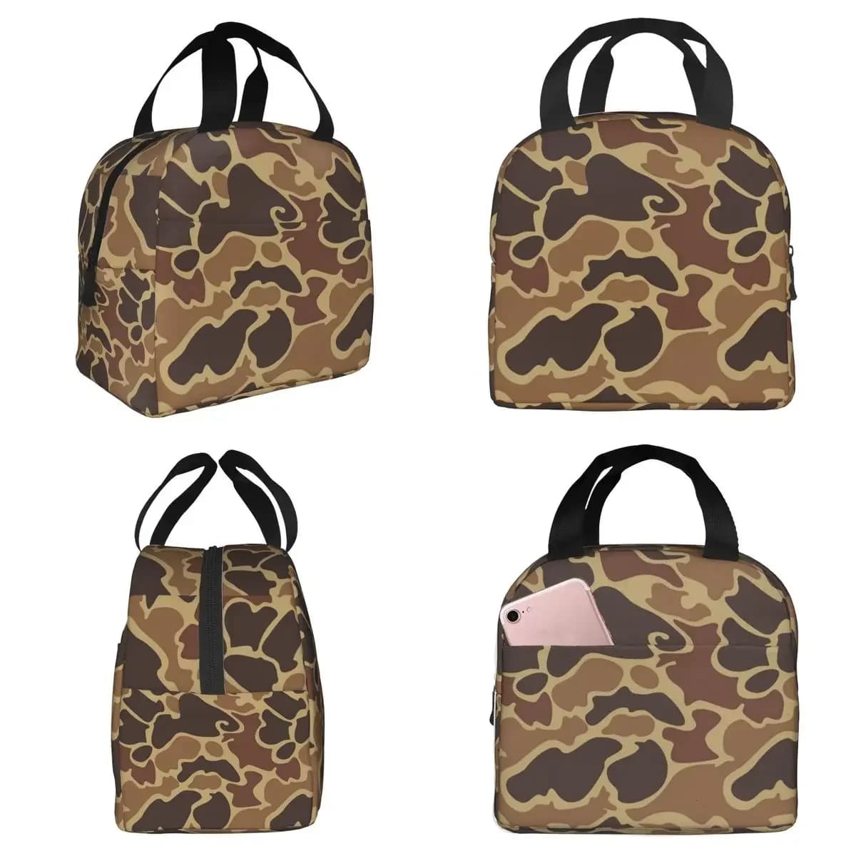 Duck Camo Insulated Lunch Bag for Kids School Cooler Thermal Food Box Tote Portable Lunch Boxes Container