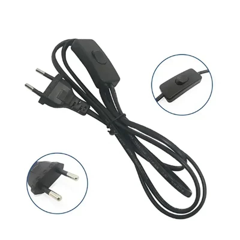 Cavo di prolunga di alimentazione per striscia LED bianca nera con spina europea CA 220 V con cavo di alimentazione con connettore a 2 pin LED di ricambio On/Off 303