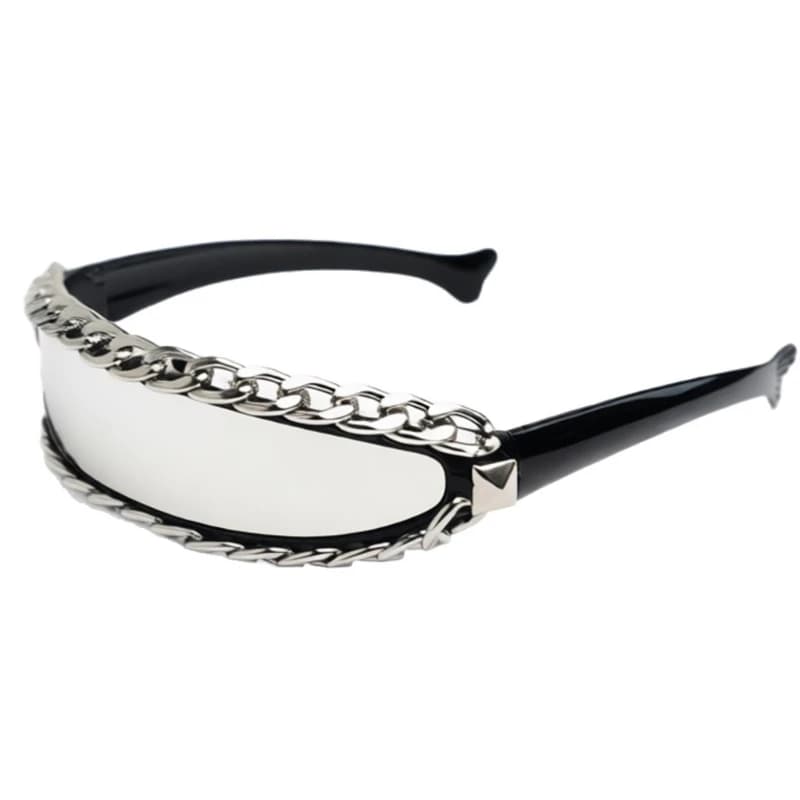 Occhiali da sole con montatura per con catena lusso 340D con tema punk in stile futuristico Eeywear