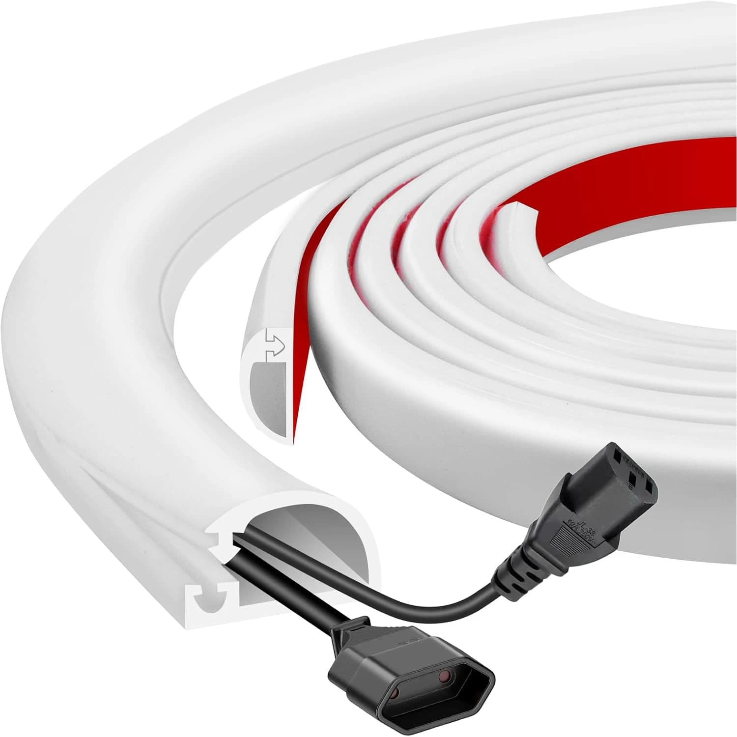 Self-Adhesive Wire Cable Concealer, Flexible Silicone Cord Cover Management Sleeve, Cuttable Cable Protector, White 1m(3.3ft)