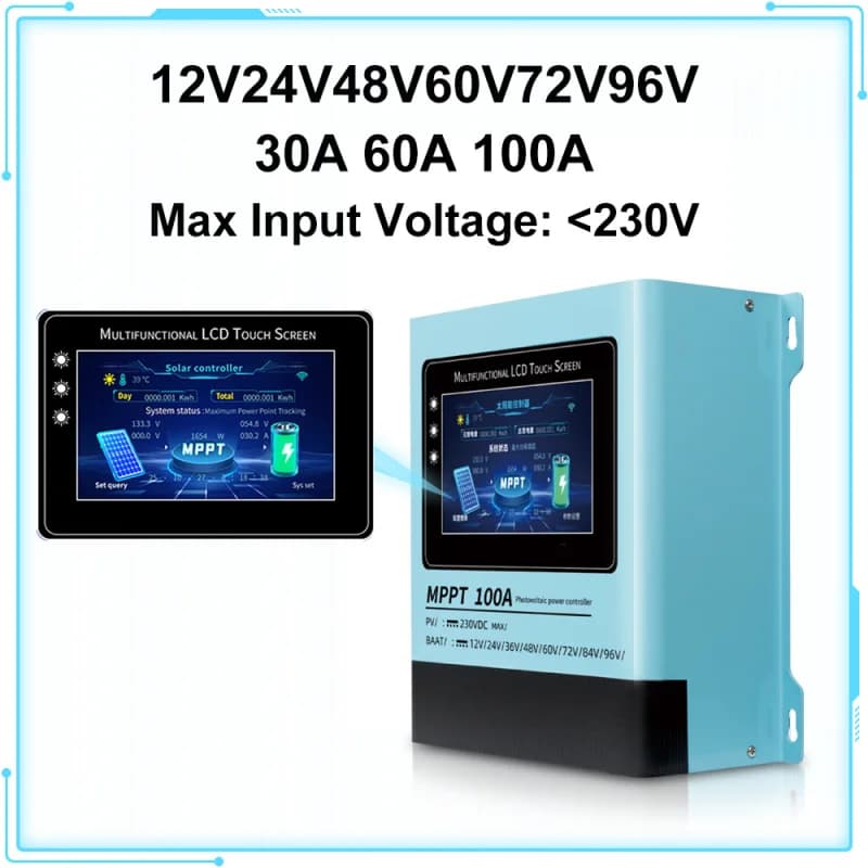 MPPT Solar Charge Controller 12V 24V 48V 60V 72V 84V 96V Universal 30A 60A 100A Maximum Photovoltaic Input＜230V