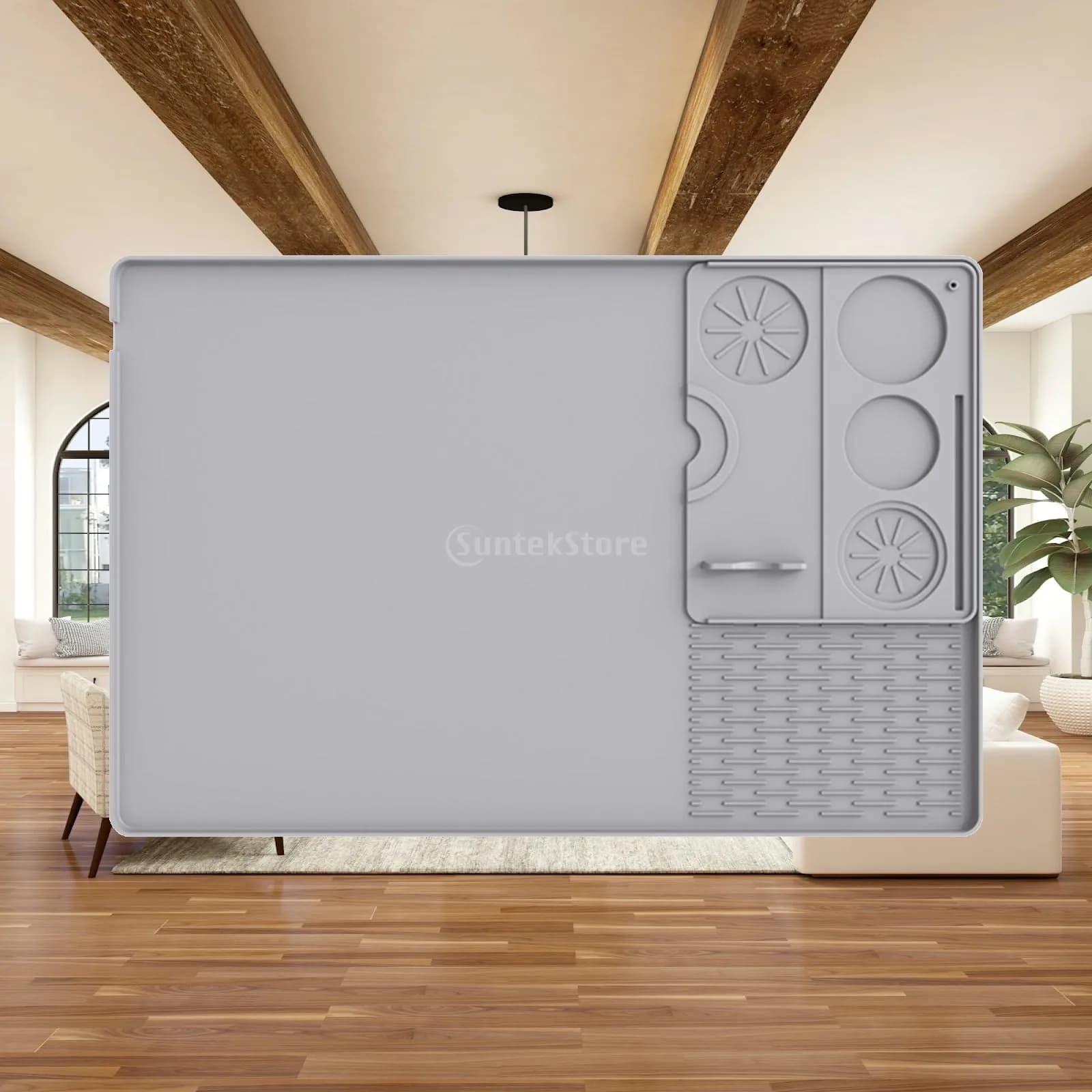 Silicone Espresso Mat with Draining Area Detachable Coffee Machine Mat Countertop Protector Washable Waterproof