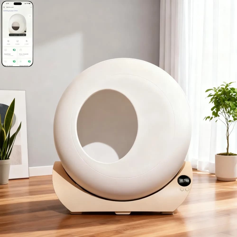 Lettiera autopulente | APP + Automatico (Compatibile con tutti i gatti) | Contenitore per il controllo degli odori, interni spaziali e grandi rifiuti