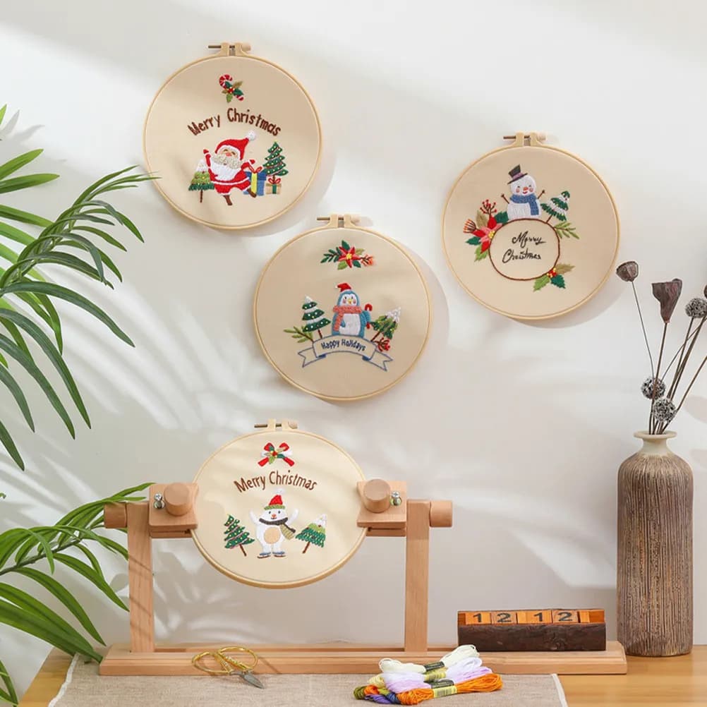 Kit per Punto Croce, Set di Ricamo per Principianti e Adulti, Kit di Avvio in Plastica, Strumenti per Artigianato Natalizio Fai-da-Te, Materiali per Cucito e Arte