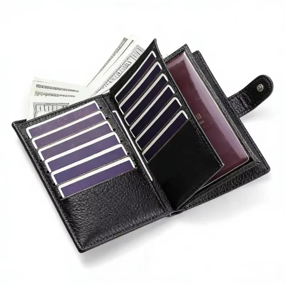 Leather Passport Wallet Multi Card Holder Large Capacity Zipper Coin Pocket Men Women RFID Blocking Clutch Secure Organizer