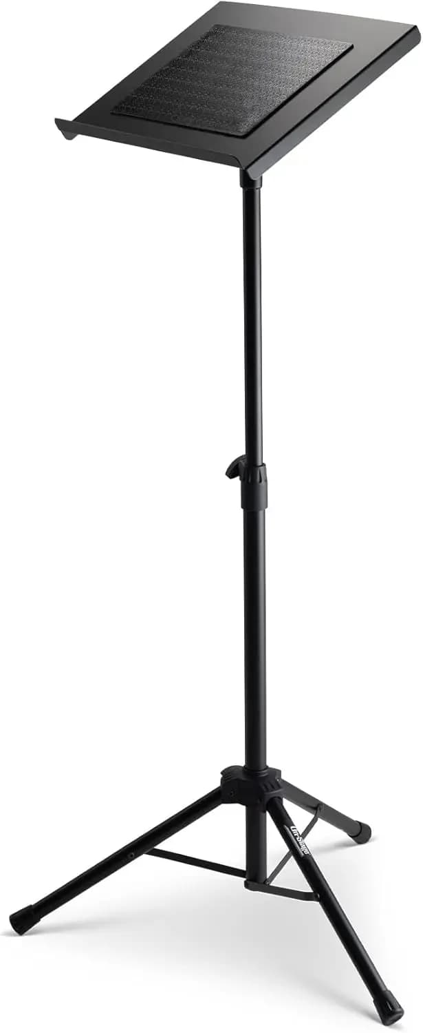Supporto per Laptop Regolabile con Base a Treppiede Pieghevole, Struttura in Metallo, Finitura Nera per Supporto Stabile del Dispositivo