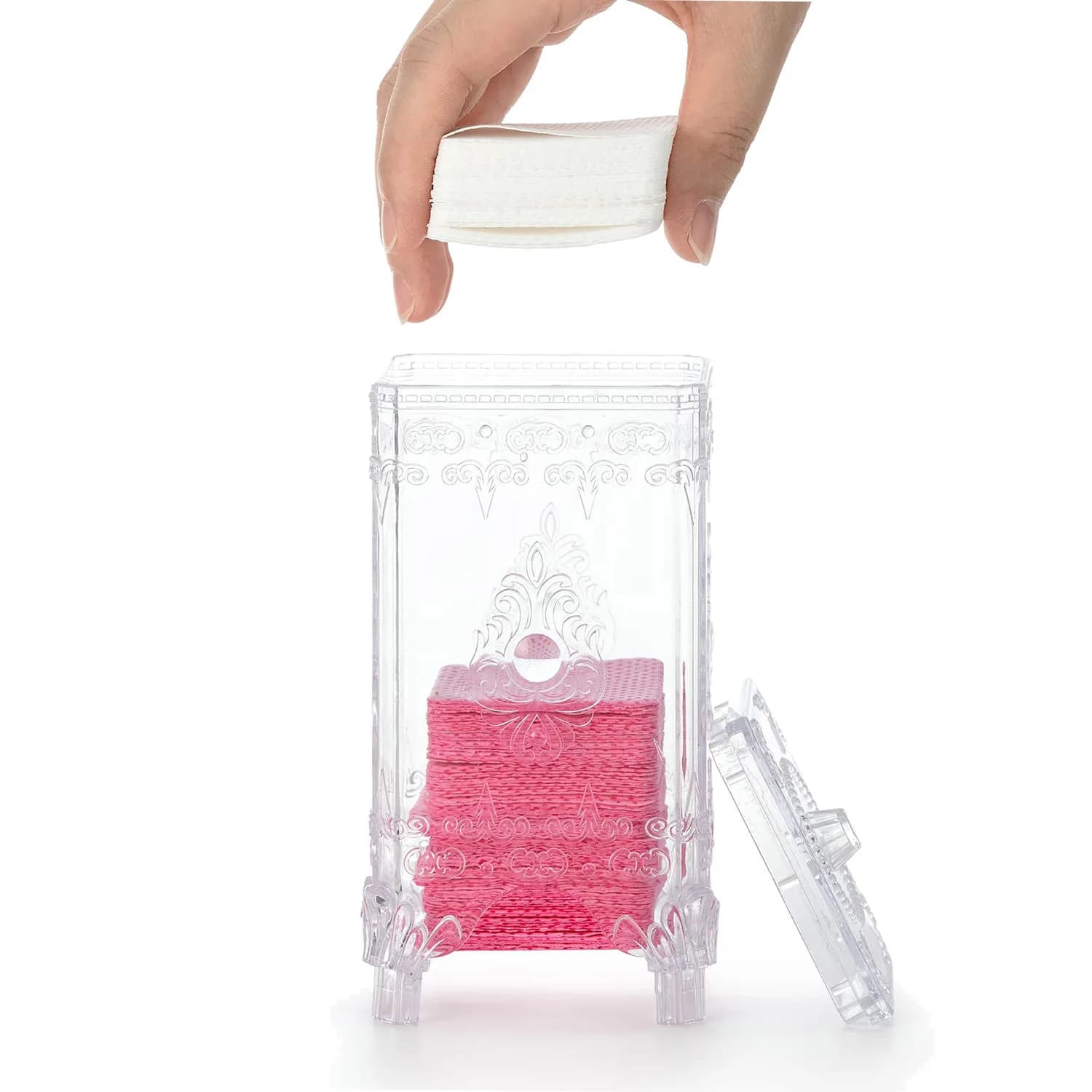Scatola portaoggetti trasparente per Nail Art organizzatore in cotone per unghie con contenitore per coperchio organizzatore per Manicure strumento per la pulizia del cotone