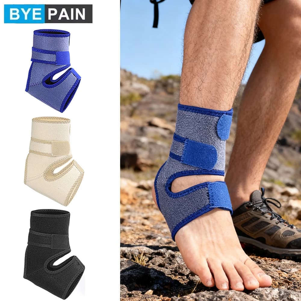 Supporto per caviglia da 1/2 pezzo con cuscinetto in silicone per il tallone, fascia a compressione regolabile, per distorsioni, artrite