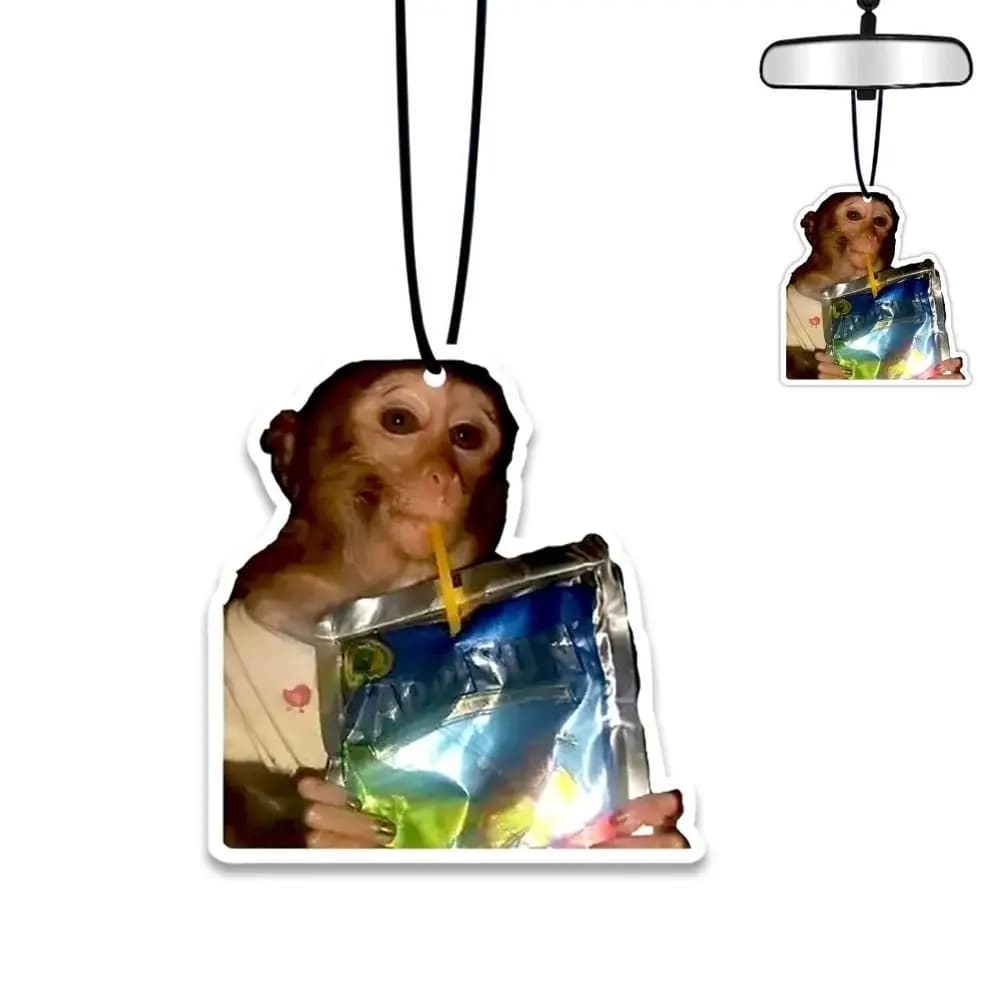 Deodorant for cars with monkey pattern, bifacial, to hang on to the mirror, multifunctional, fun