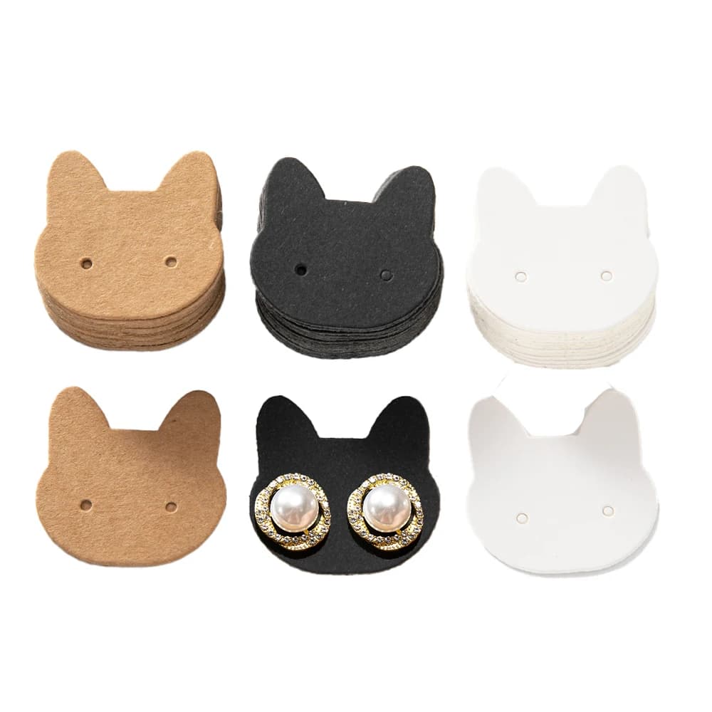 50pcs Cute Cat Earring Cards cartellino del prezzo per Stud Ear Jewelry bigiotteria supporto per ordini di impresa fornitura di imballaggi