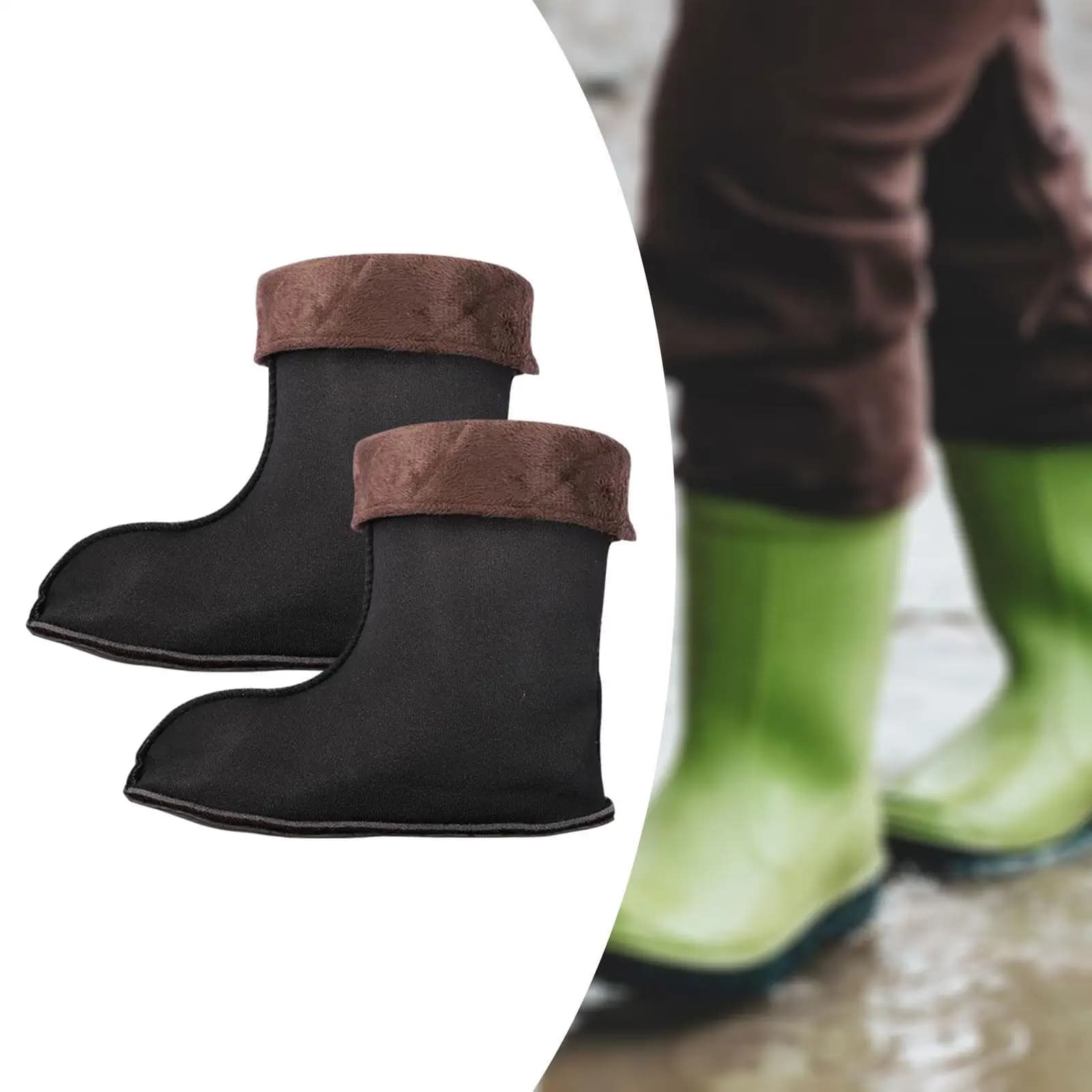 Outdoor Rain Boot Liners Plush Cotton Warm Socks Insulated Covers for Hiking Winter Boots Camping Fishing Activities