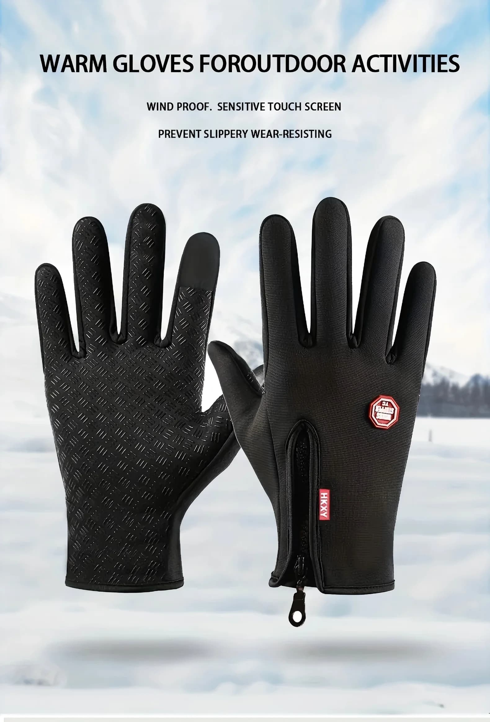 Guanti invernali unisex touchscreen - Caldi antivento antiscivolo per ciclismo all'aperto, guida in moto
