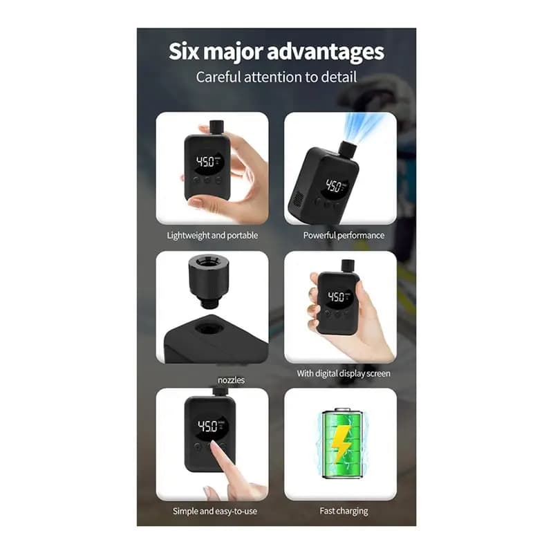ABLB-Portable Mini Electric Air Pump Bicycle Tire Inflator With Valves Suitable For Road Bike And Motorcycle