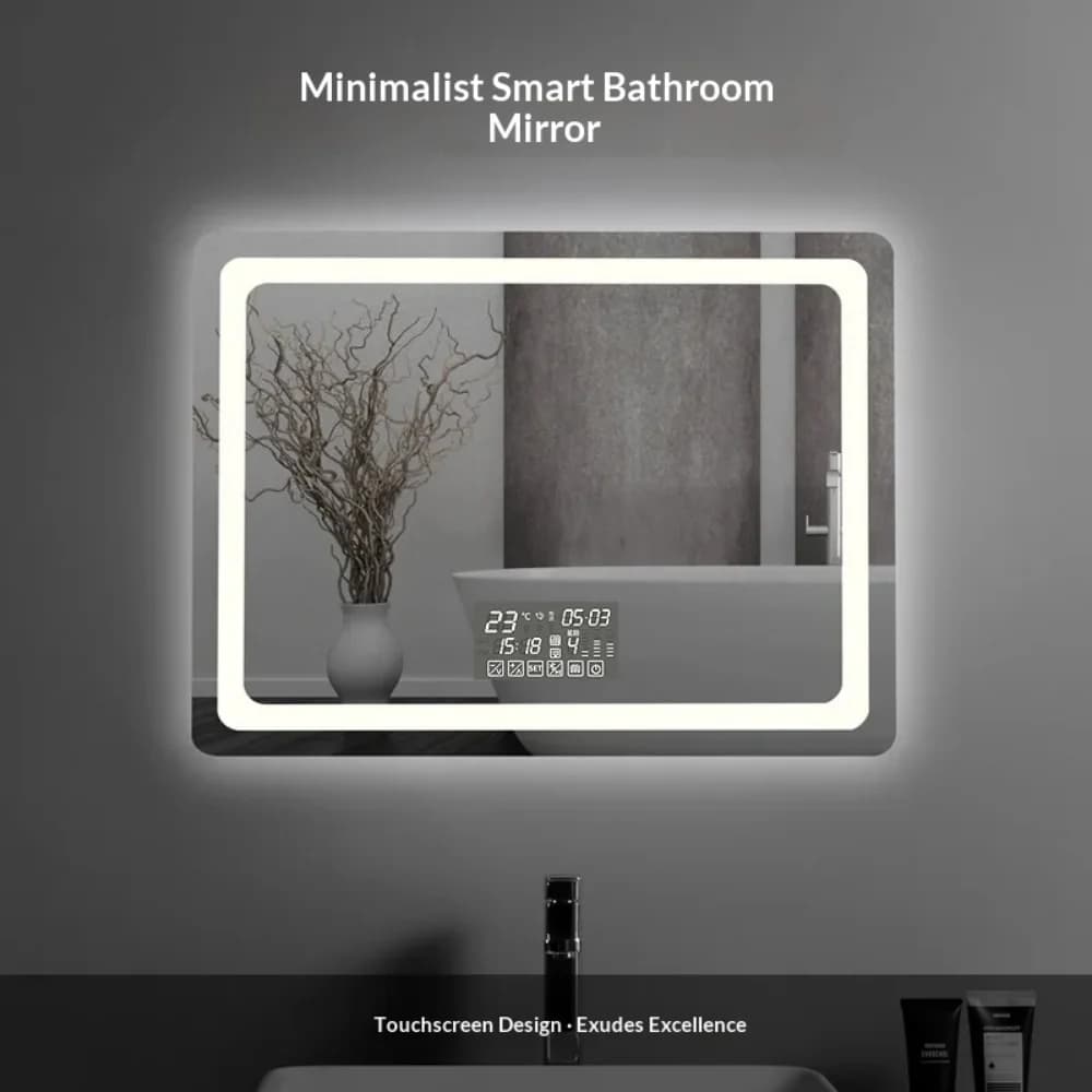 Modern 16x24 Inch LED Bathroom Mirror Anti-Fog Dimmable Touch Backlit Wall Hanging Vanity Mirror IPX5 Waterproof for Bedroom Mak