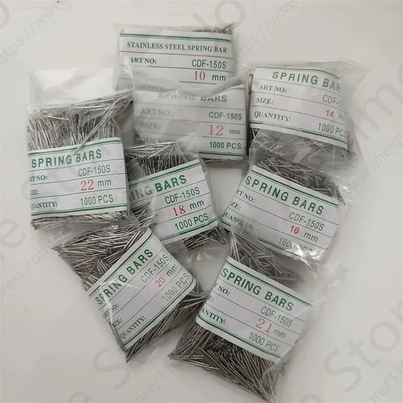 Set di strumenti per barra a molla per orologio da 1000 pezzi, chiavi di collegamento per cinturino spesso 1,5 mm per la riparazione dell'orologio, dimensioni 8 mm-24 mm