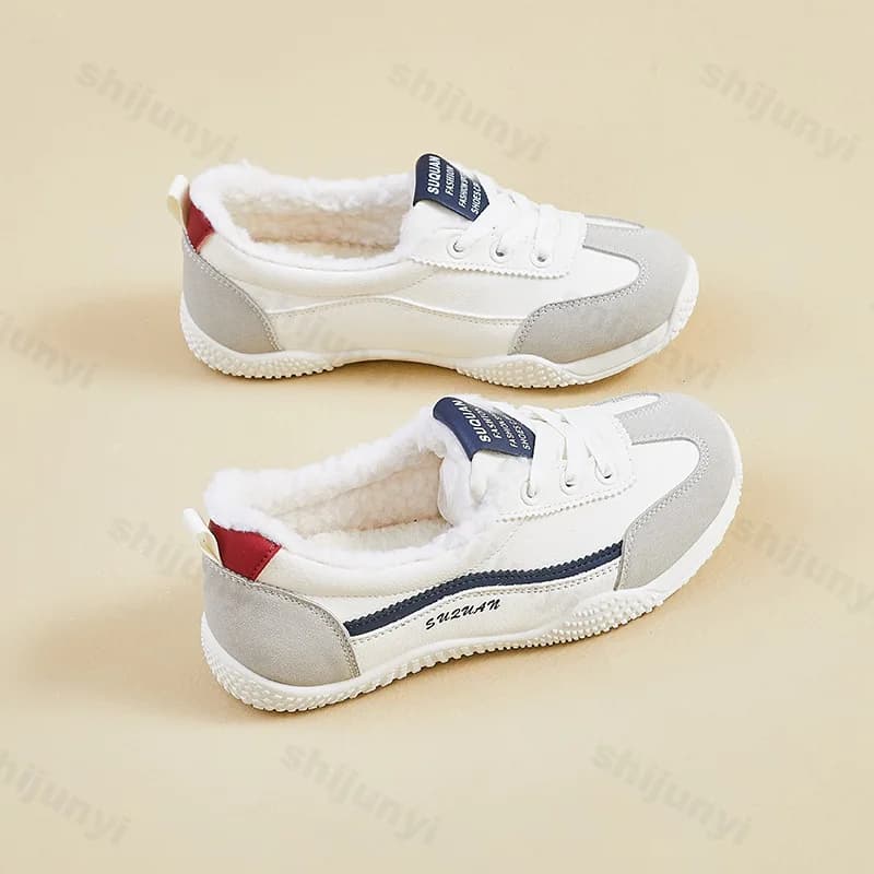 Scarpe sportive casual in peluche corte da donna 2026 Scarpe da ginnastica antiscivolo alla moda comode invernali con suola morbida Scarpe da corsa calde per esterni