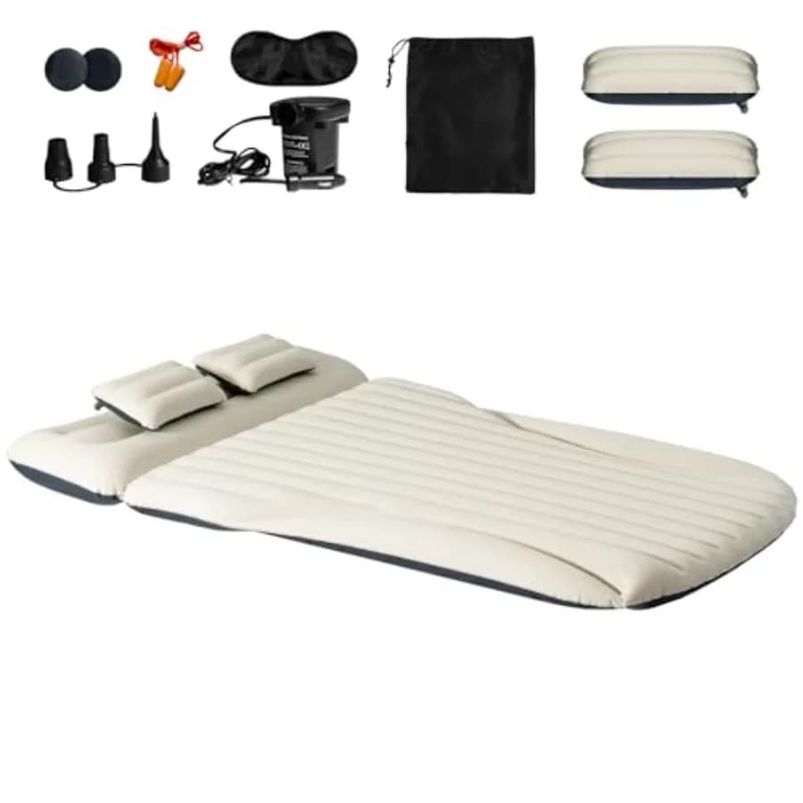 Materasso Gonfiabile per SUV con Pompa d'Aria e 2 Cuscini, Letto Gonfiabile per Auto, per Bagagliaio SUV, Minivan, MPV, Tenda, Campeggio, Viaggi, Casa, Strada