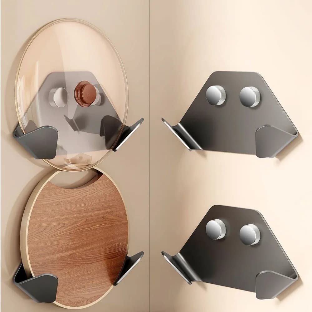 No Punching Pot Lid Rack Multi-Purpose Space Saving Cutting Board Rack Wall Mounted Moisture-proof Lid Storage Rack