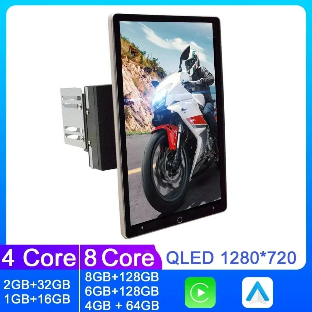 Girevole automatico 2din Android 14 Autoradio Wireless Carplay Lettore multimediale Navigazione GPS universale per VW KIA Nissan