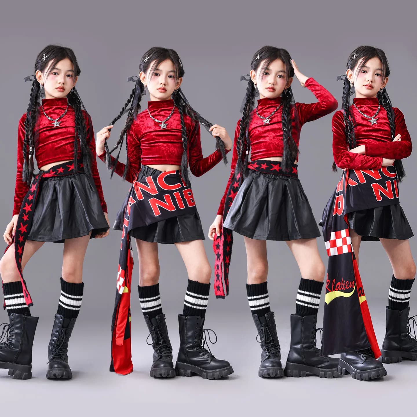 Ragazze K-pop Danza moderna Pantaloni cargo corti lucidi Gonne da ballo di strada per bambini Bambini Hip Hop Streetwear Set di vestiti per gruppi di ragazze jazz