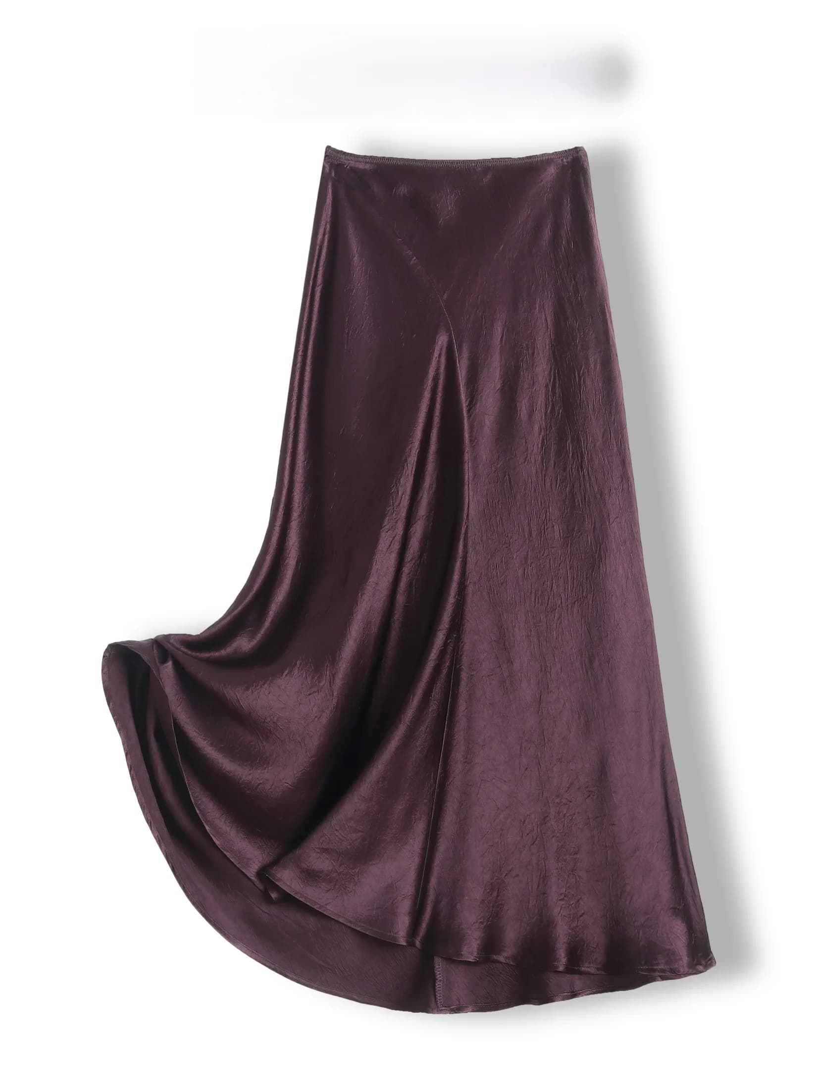 Gonna a trapezio sensuale e luminosa da donna, a vita alta, in fibra di acetato non elasticizzata, modello a coda di pesce, alla moda, a mezza lunghezza