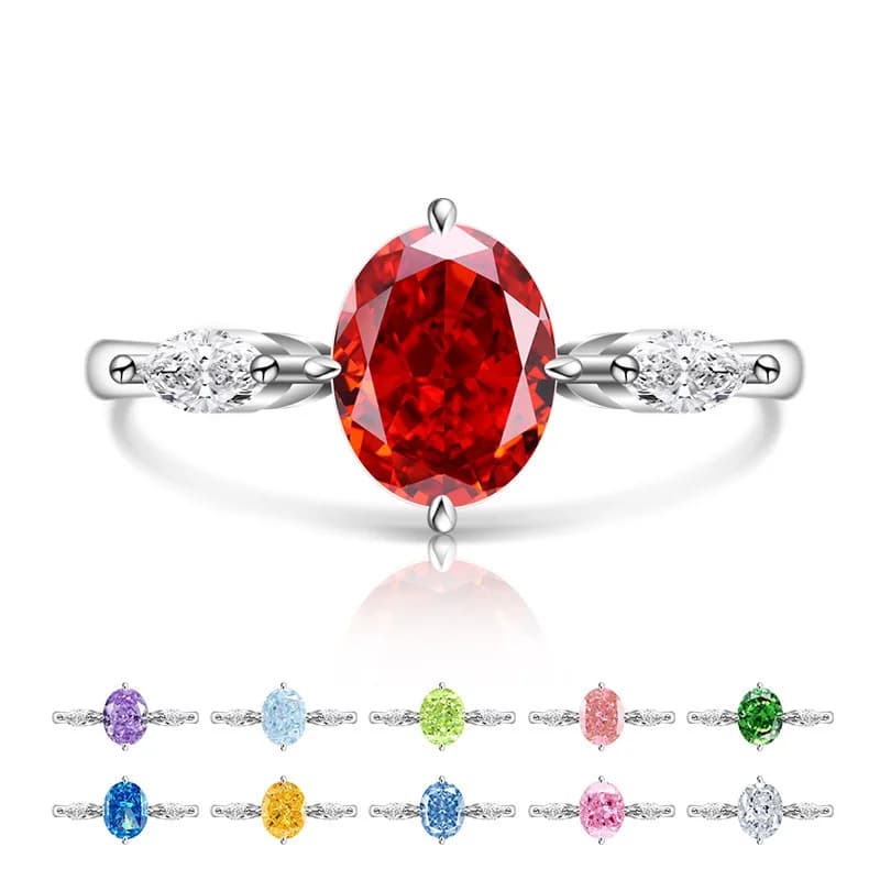 Anello di lusso leggero discreto in argento sterling 925 con taglio a fiore di ghiaccio, diamante ovale ad alto tenore di carbonio, semplice anello brillante, gioielli per l'anniversario