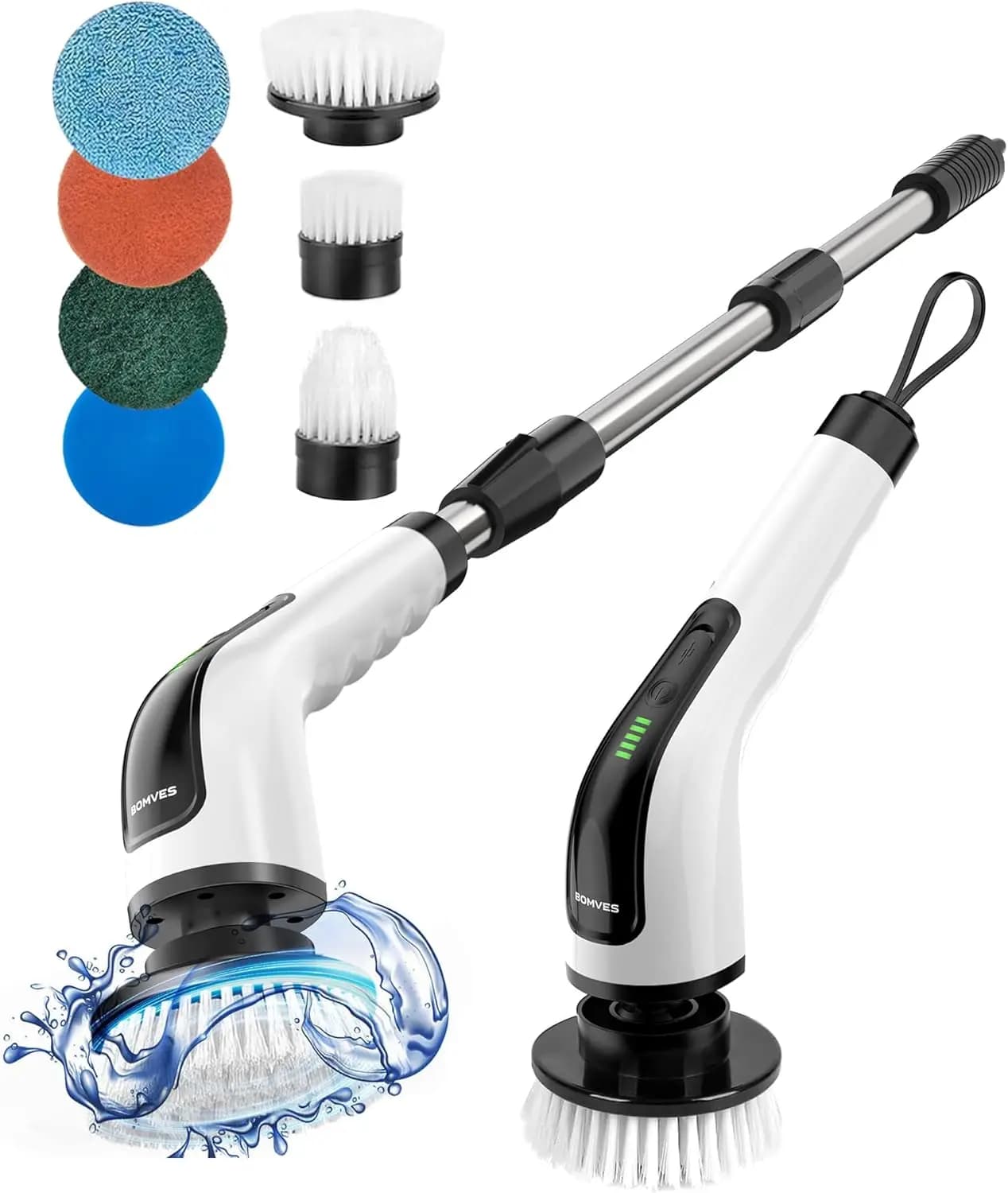 Wireless Rotating Electric Brush with 8 Heads, 90 Minutes of Autonomy for Cleaning Bathroom, Shower and Car