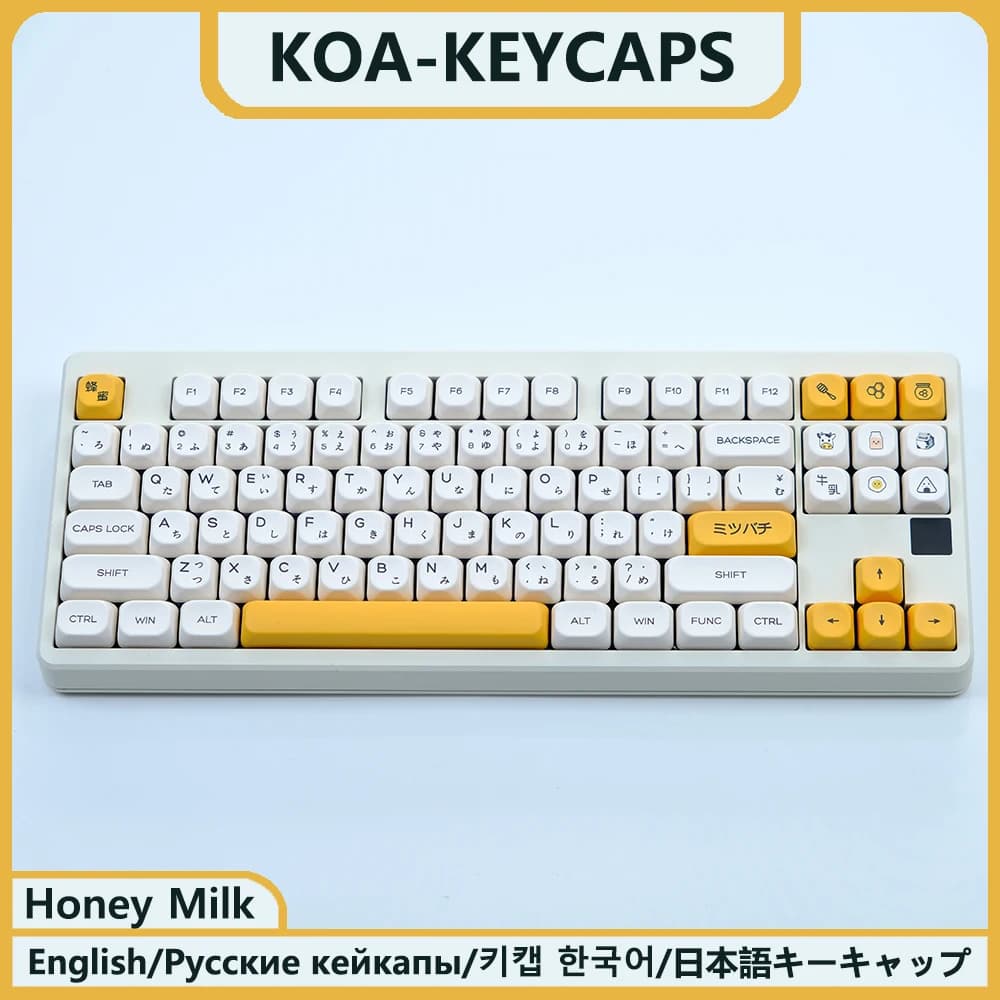 KBDiy KOA Profile PBT Honey Milk Keycaps Russian Korean Japanese 137 keys Caps for Mechanical Keycap MAC for MX Switch