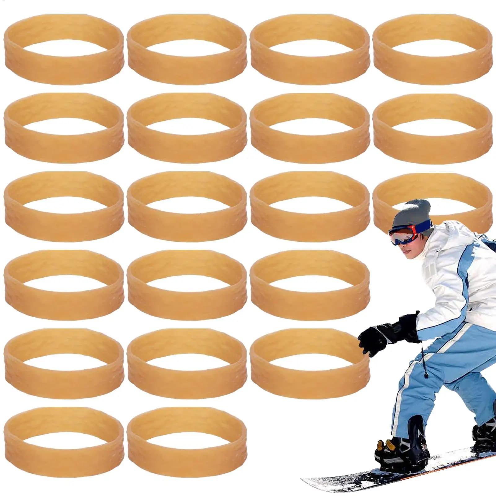 Ski Brake Retainers 20 pcs Elastic Straps Universal Snowboard Binding Holder Anti Lost Keeper For Snowboarding Outdoor Sports