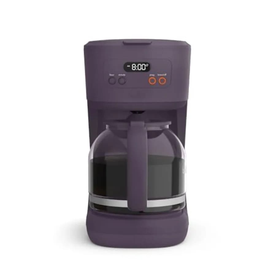 12 Cup Programmable Coffee Maker, Reusable Dishwasher Accessories, Easy LCD display, Auto Shutoff, 900 watt, Plum