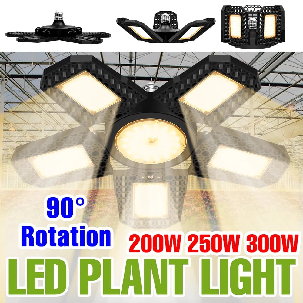 Lampada LED Pieghevole 300W E27/E26 a Spettro Completo per Coltivazione Piante, Lampada per Semi da Interno, Illuminazione per Serre e Tende, per Coltivazione di Verdure e Fiori