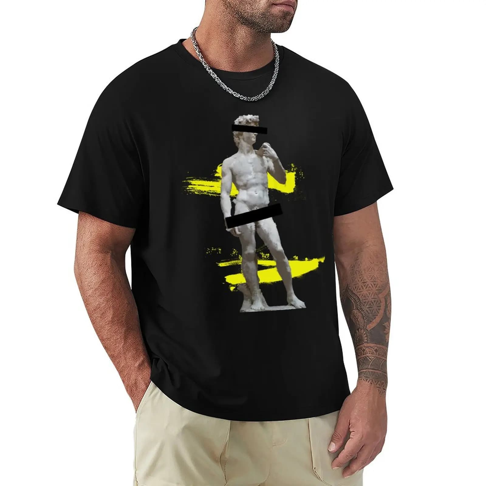 Pop Art: censura dell'arte degenerata - T-shirt con stampa del David di Michelangelo, casual, leggera, a maniche corte