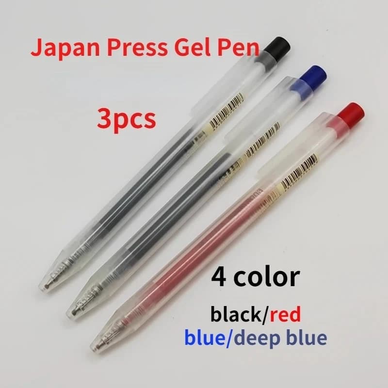 Set di 3 Penne Gel a Pressione Stile Giapponese 0.5mm per Studenti, Esami, Ufficio, Firma, Scrittura, Penne a Pressione con Inchiostro Giapponese, Cancelleria Giapponese per Affari