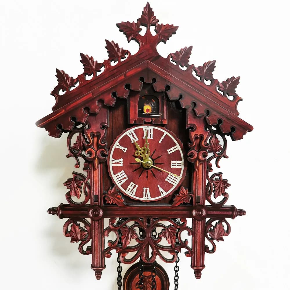 Vintage Handcraft Cuckoo Clock Tree House Swing Wall Clock with Clear Roman Numerals for Bedroom Office and Hotel Walls