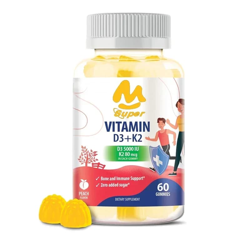 Vitamin D3 K2 5000 IU sugar-free gum supplement for adults - Immune and bone support High absorption pure gluten-free formula