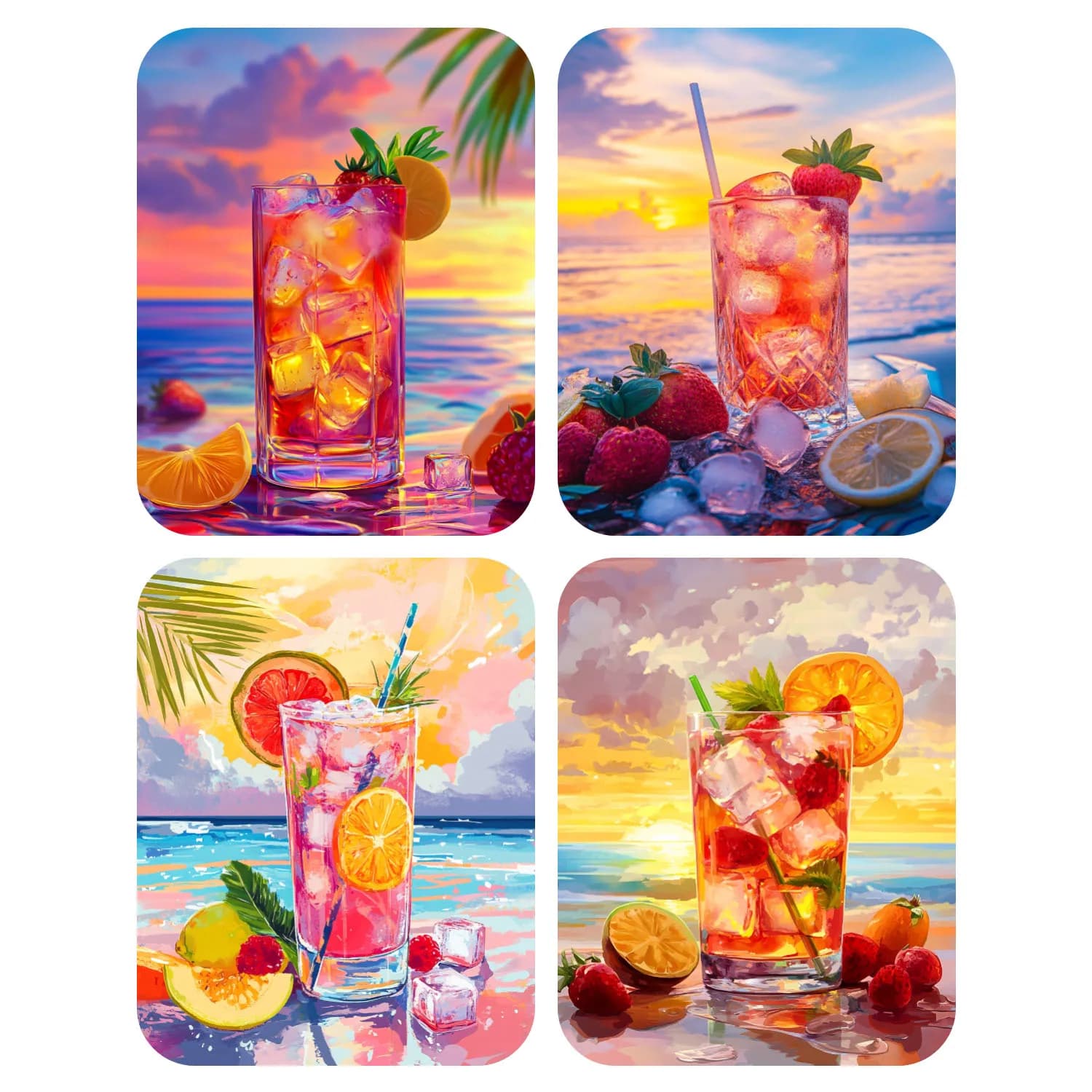 Hand Paint Summer Iced Drinks Painting By Numbers Kit DIY Acrylic Artwork Canvas Art Gift Home