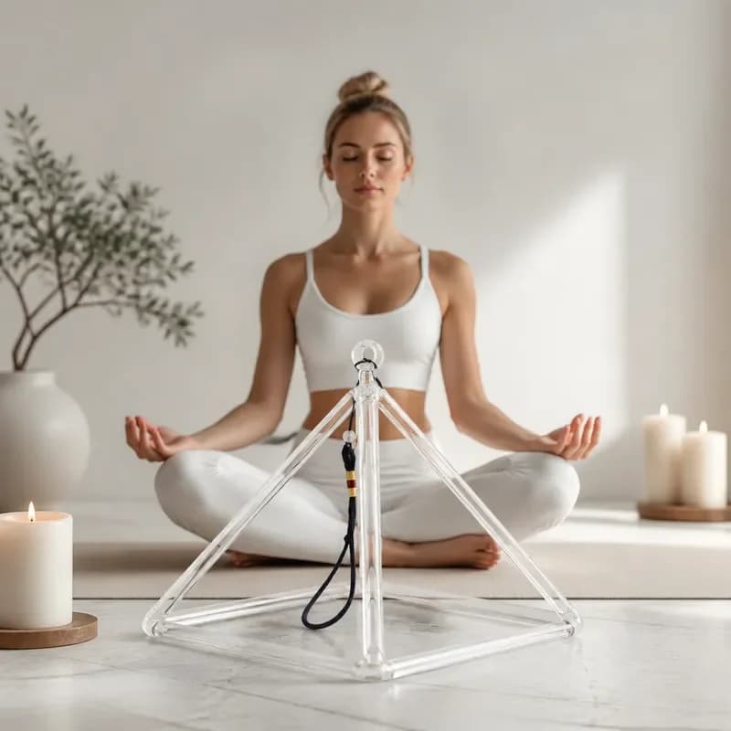 STAR LIN KUP 3-10 Inch Clear Crystal Singing Pyramid Quartz Tower for Yoga Meditation Sound Healing Instruments Professional